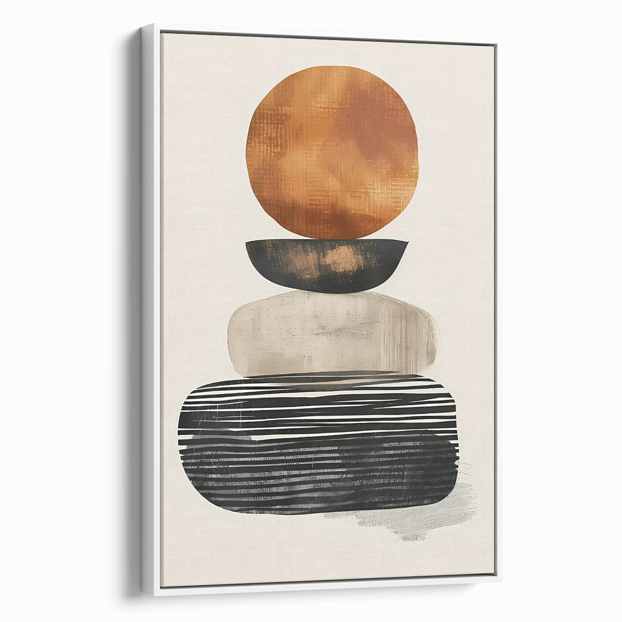 Contemporary Canvas Art – Earthy Stacked Shapes in Warm Tones