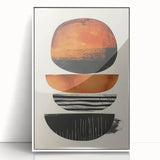 Neutral Abstract Prints – Stacked Burnt Orange and Black Shapes Art