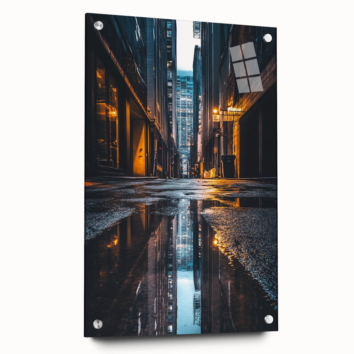 Urban Architectural Wall Art – City Alley Reflection Canvas Print