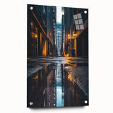 Urban Architectural Wall Art – City Alley Reflection Canvas Print