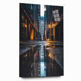 Urban Architectural Wall Art – City Alley Reflection Canvas Print