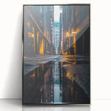 Urban Architectural Wall Art – City Alley Reflection Canvas Print