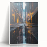 Urban Architectural Wall Art – City Alley Reflection Canvas Print