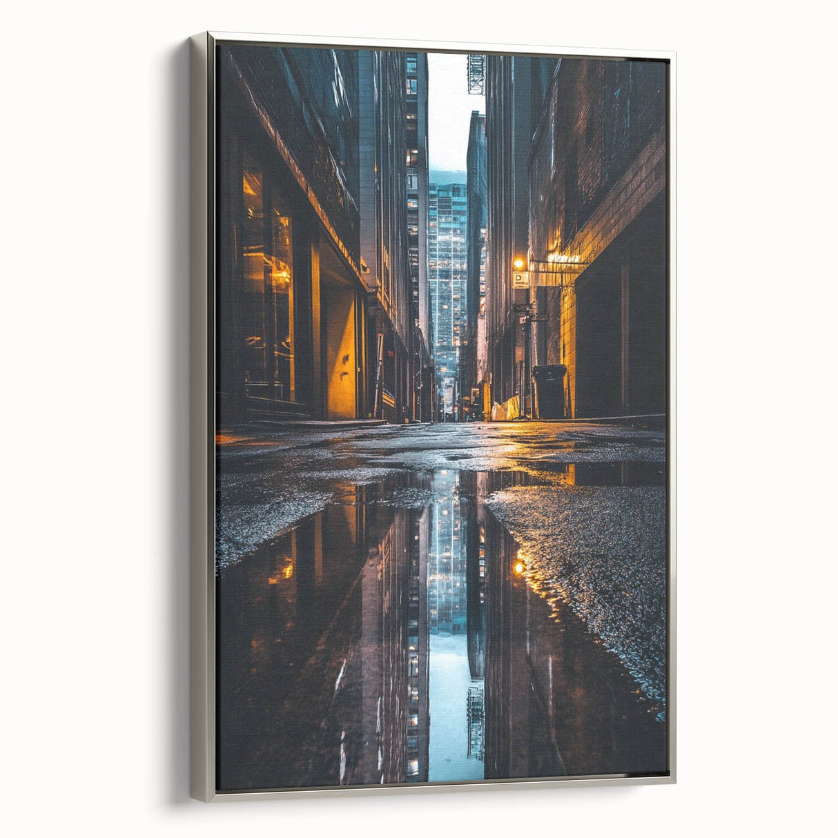 Urban Architectural Wall Art – City Alley Reflection Canvas Print
