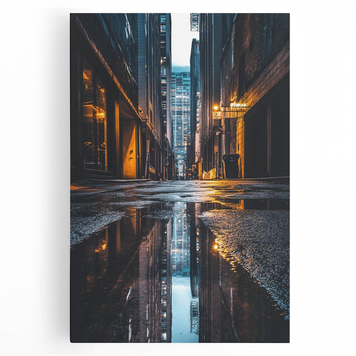 Urban Architectural Wall Art – City Alley Reflection Canvas Print
