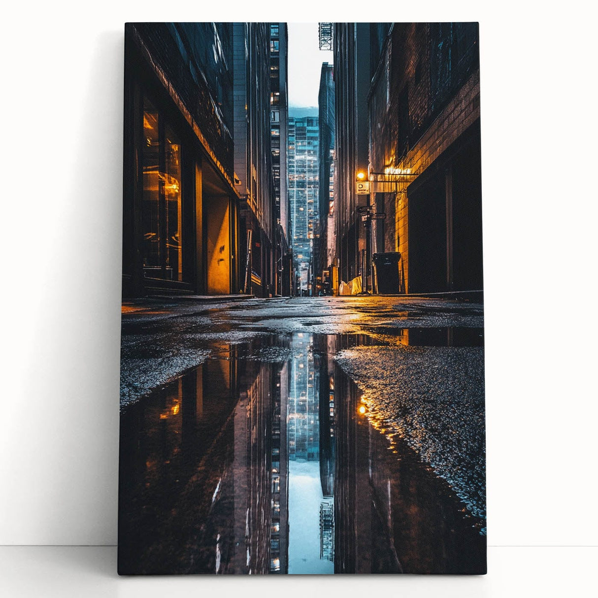 Urban Architectural Wall Art – City Alley Reflection Canvas Print