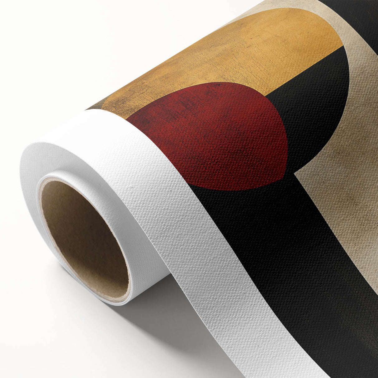 Geometric Abstract Wall Art – Vintage Gold and Burgundy Print