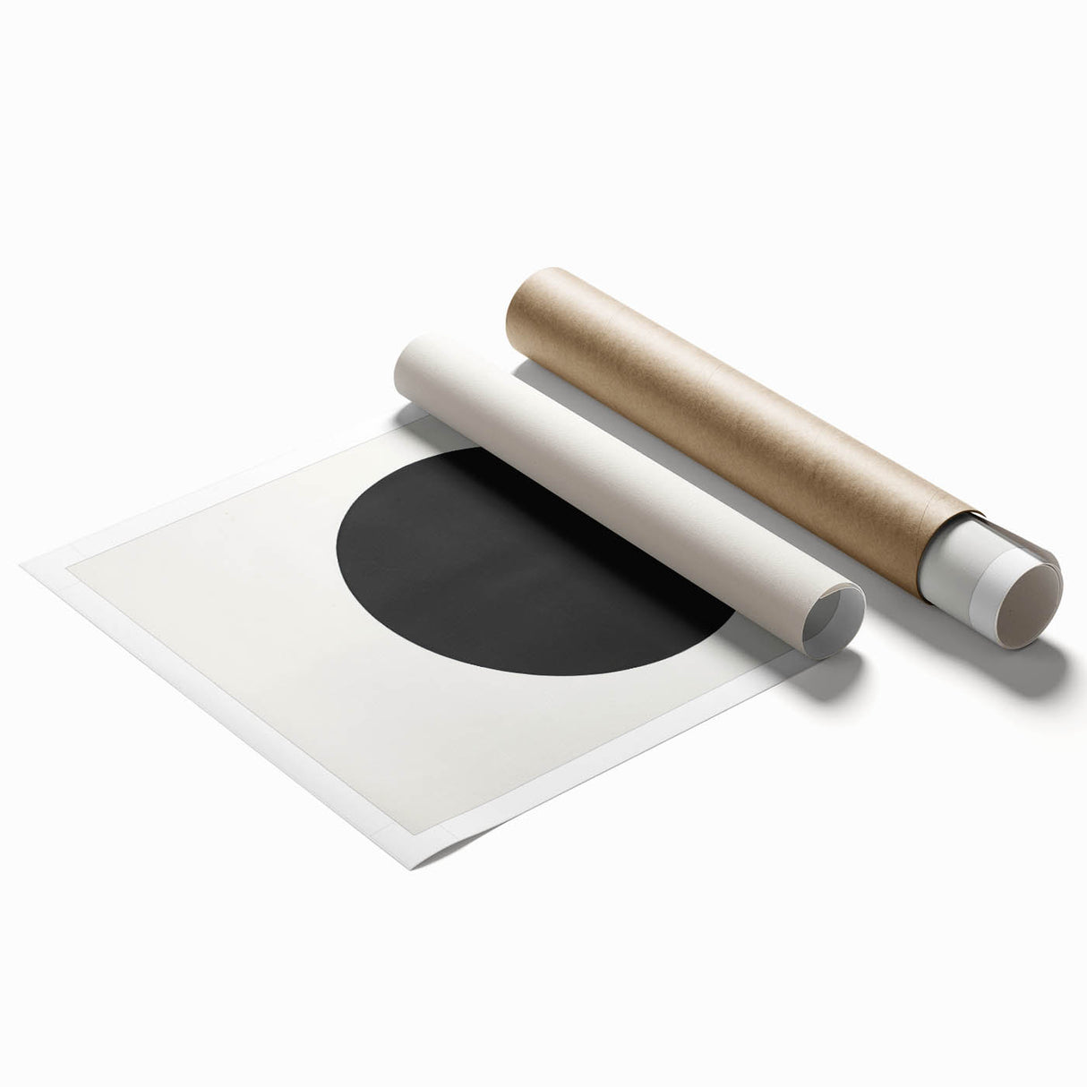 Minimalist Wall Decor – Black Circle on White Modern Abstract Canvas