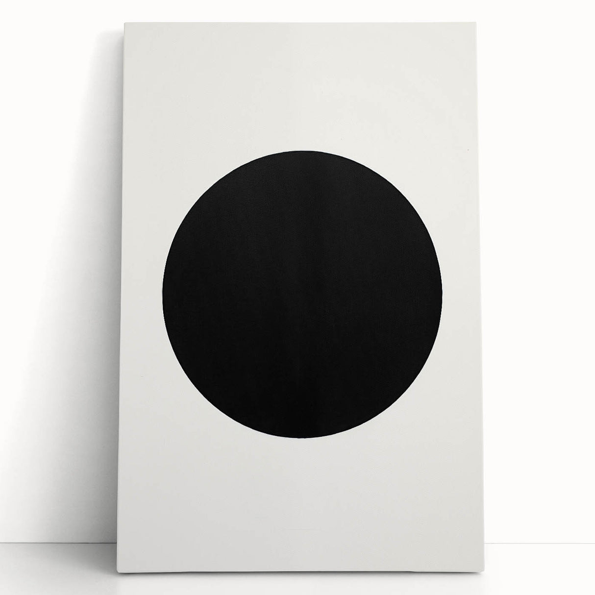 Minimalist Wall Decor – Black Circle on White Modern Abstract Canvas