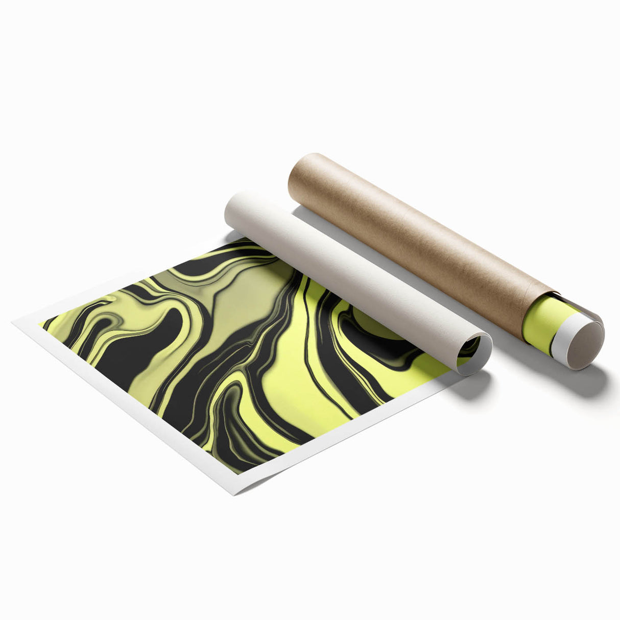 Colorful Abstract Wall Hangings – Lime Green & Black Marble Flow