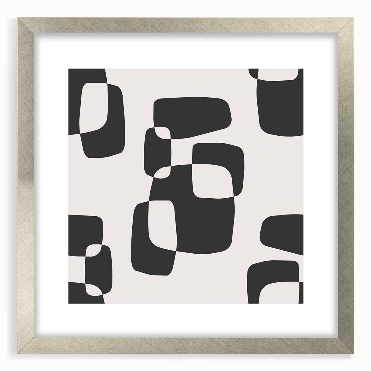 Minimalist Abstract Wall Art - Black and White Organic Shapes