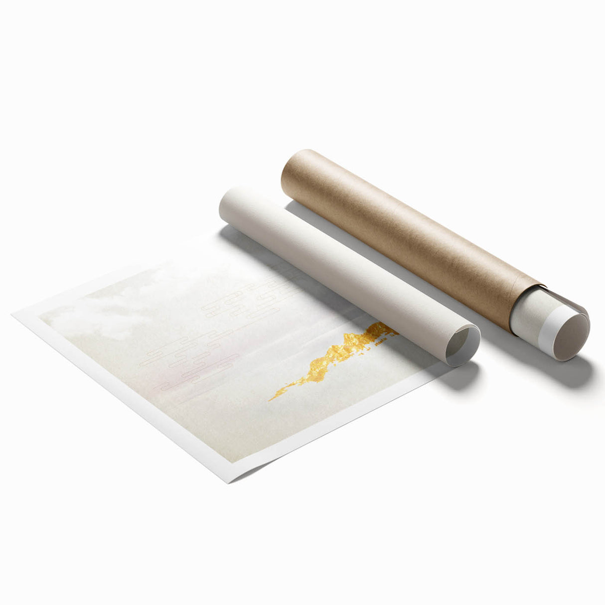 Elegant Zen Garden Wall Art – Golden Mountains & Birds