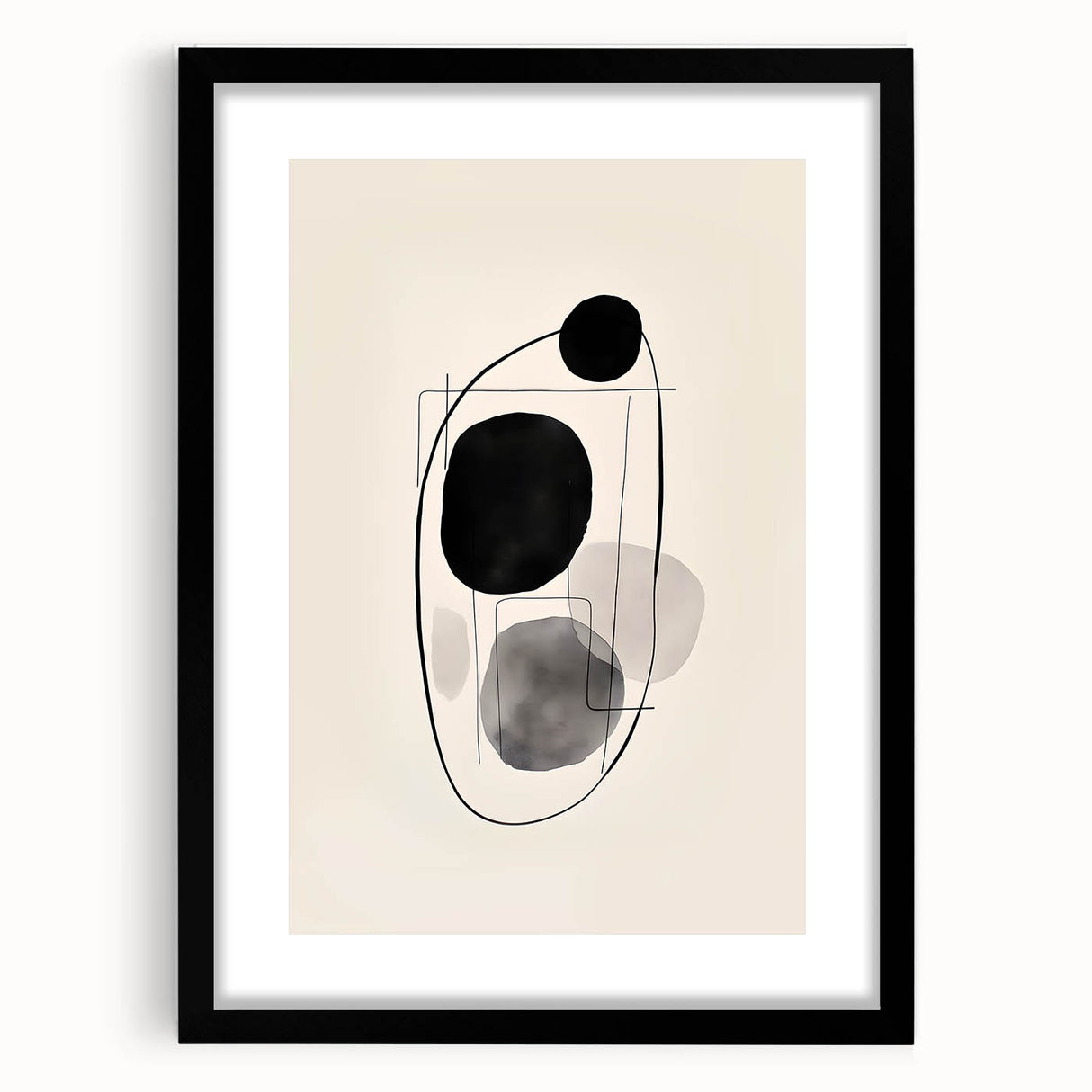 Abstract Wall Art – Modern Black and Gray Linework Minimalist Print