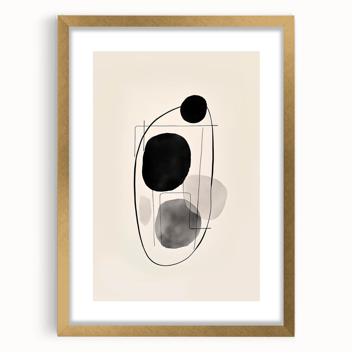 Abstract Wall Art – Modern Black and Gray Linework Minimalist Print
