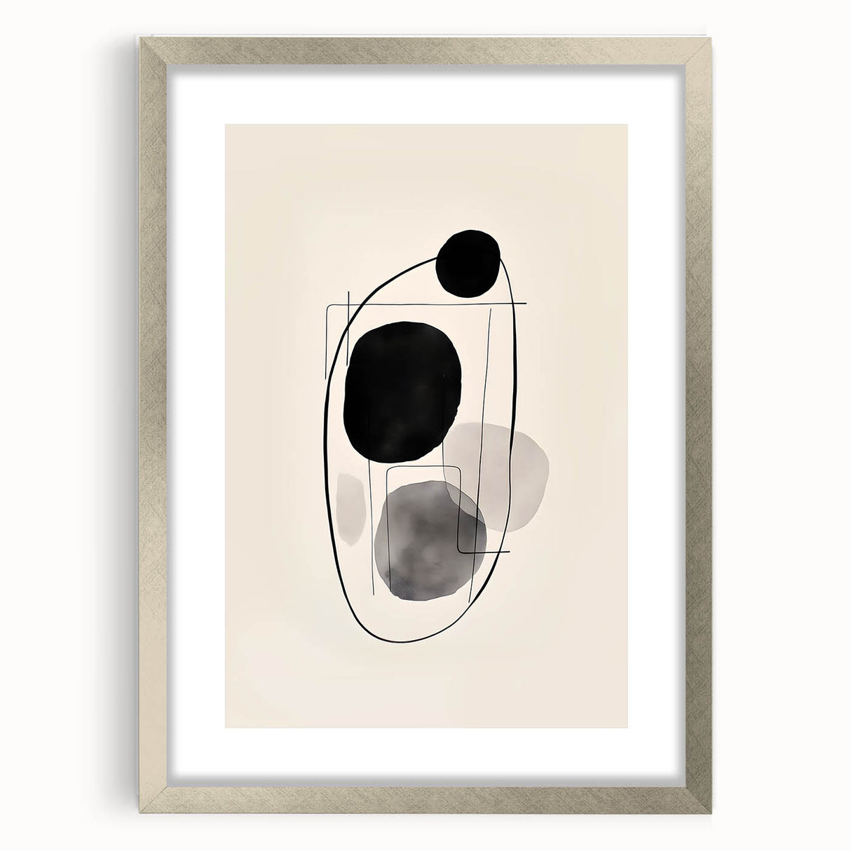 Abstract Wall Art – Modern Black and Gray Linework Minimalist Print