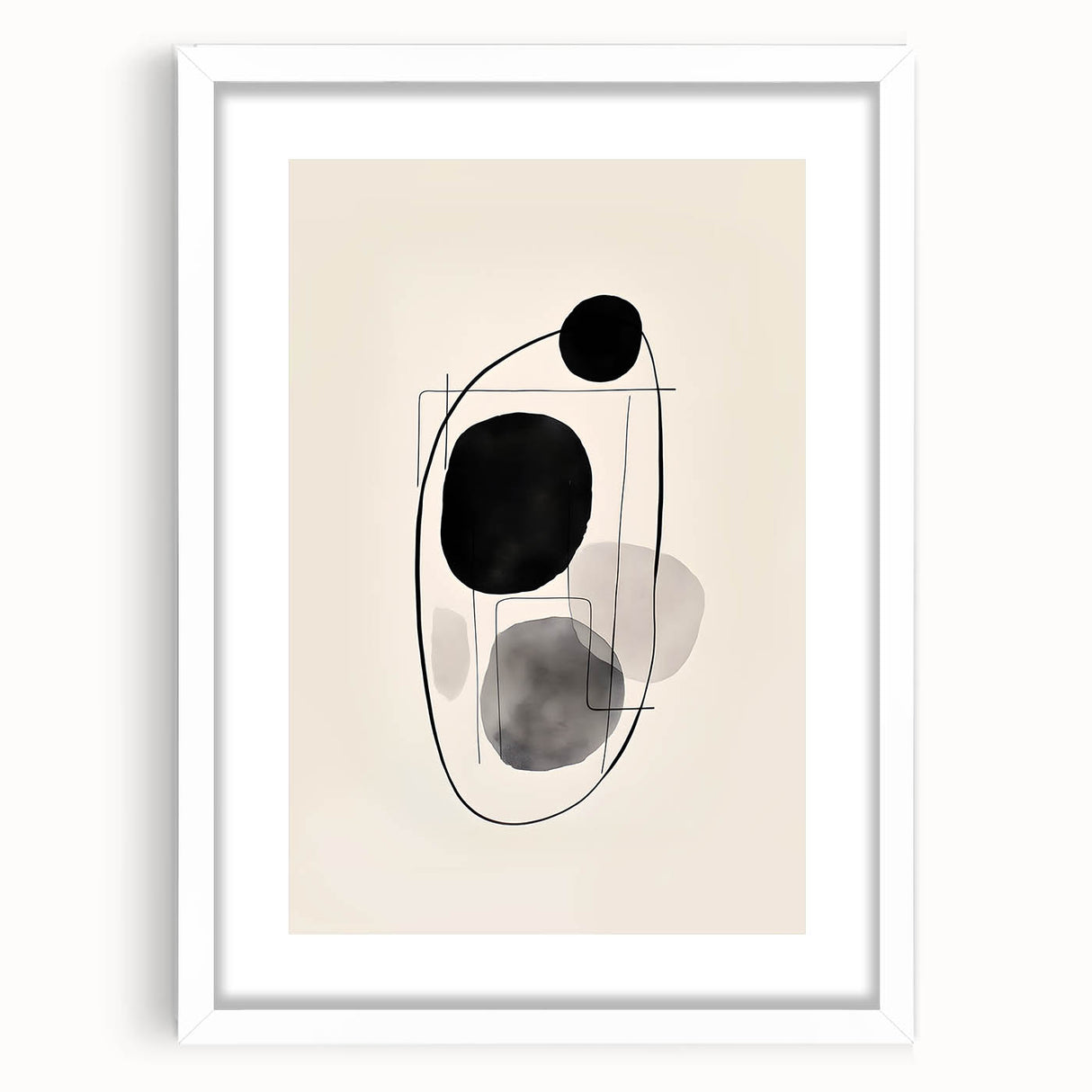 Abstract Wall Art – Modern Black and Gray Linework Minimalist Print
