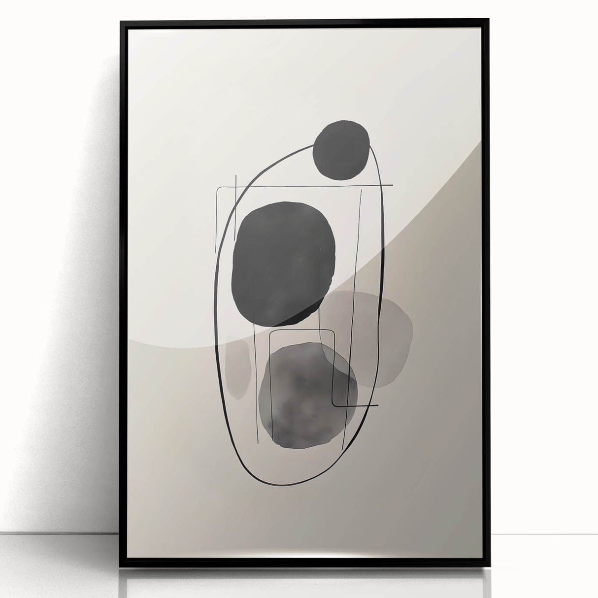 Abstract Wall Art – Modern Black and Gray Linework Minimalist Print