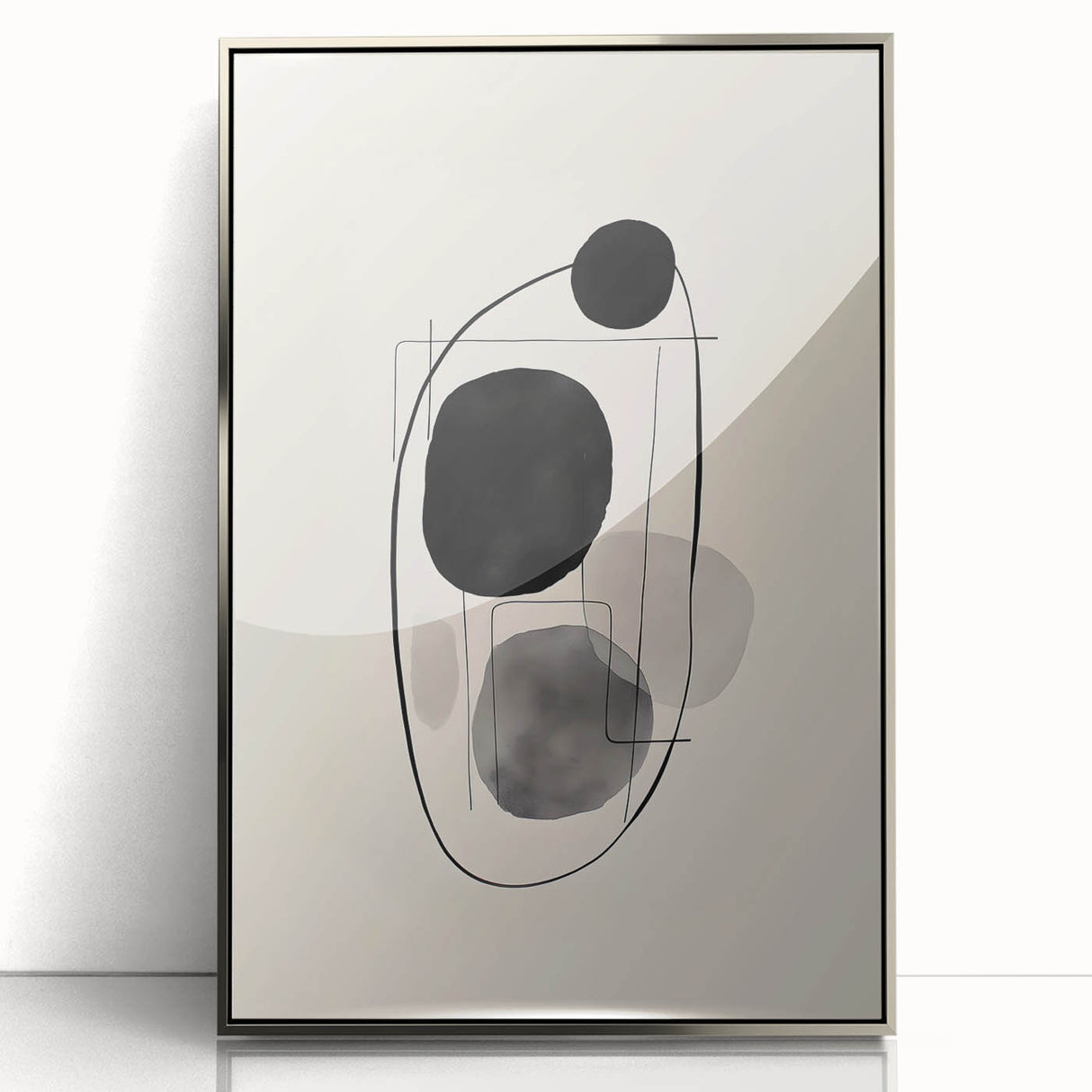Abstract Wall Art – Modern Black and Gray Linework Minimalist Print
