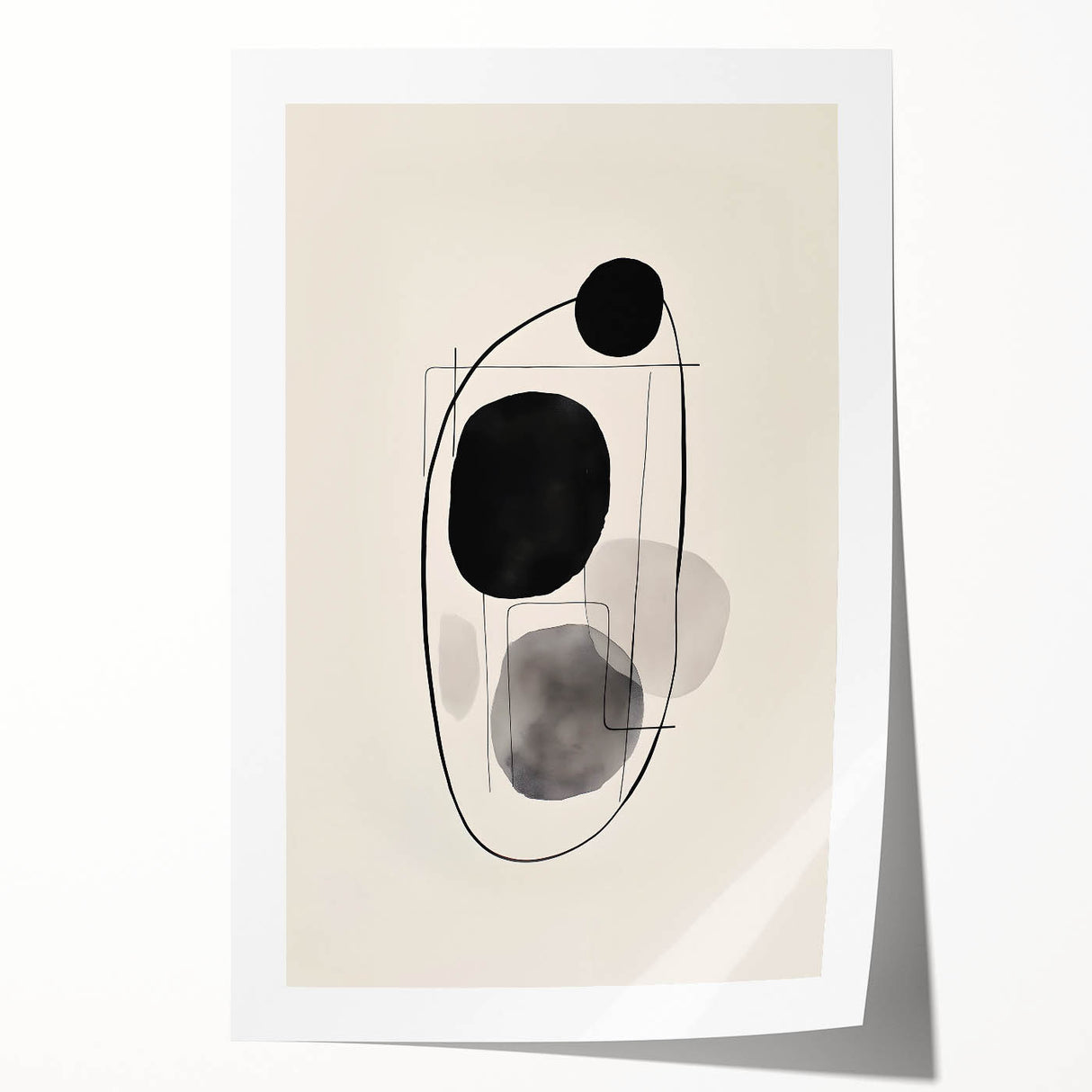 Abstract Wall Art – Modern Black and Gray Linework Minimalist Print