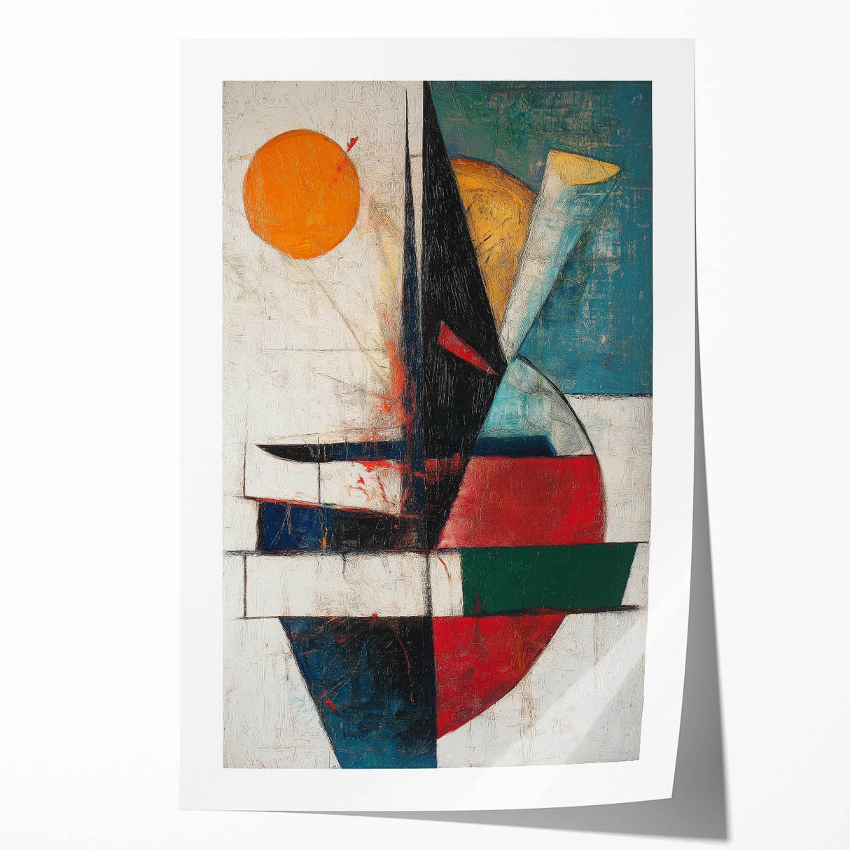 Vertical () (CopyColorful Abstract Geometric Wall Art – Modern Cubist Canvas