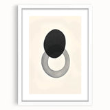 Modern Abstract Art – Black Circle and Gray Ring Minimalist Canvas