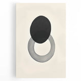 Modern Abstract Art – Black Circle and Gray Ring Minimalist Canvas