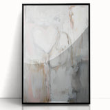Modern Abstract Art – Soft Heart Design in Blush, Gray & White Tones