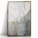 Modern Abstract Art – Soft Heart Design in Blush, Gray & White Tones