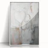 Modern Abstract Art – Soft Heart Design in Blush, Gray & White Tones