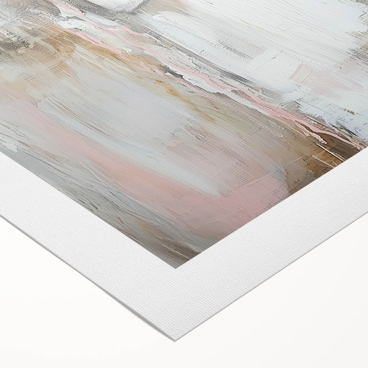 Modern Abstract Art – Soft Heart Design in Blush, Gray & White Tones