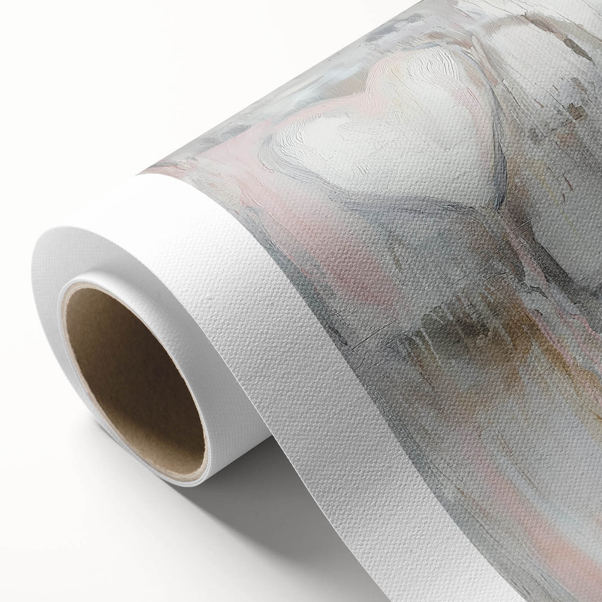 Modern Abstract Art – Soft Heart Design in Blush, Gray & White Tones