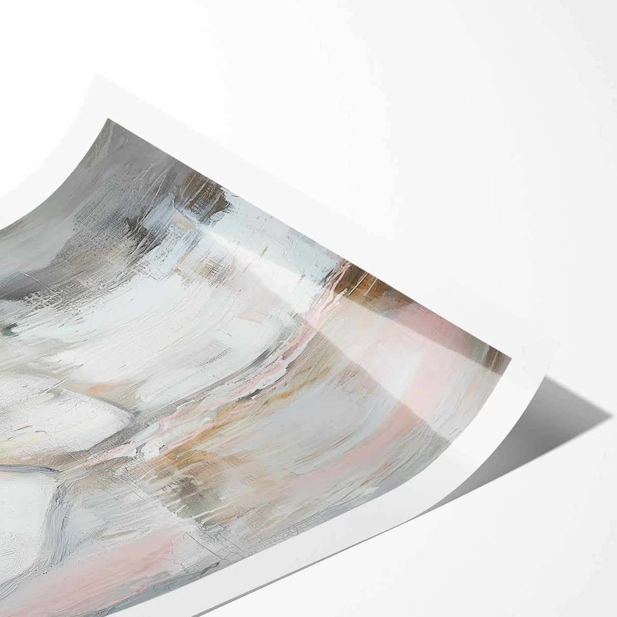 Modern Abstract Art – Soft Heart Design in Blush, Gray & White Tones
