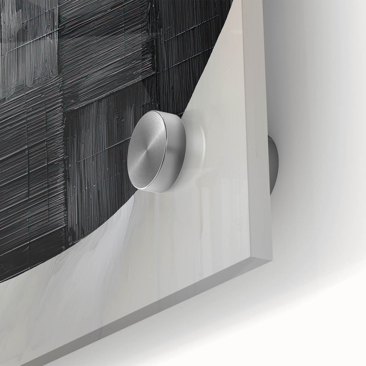 Contemporary Canvas Art – Textured Black Forms on Misty White