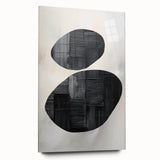 Contemporary Canvas Art – Textured Black Forms on Misty White