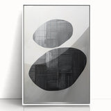 Contemporary Canvas Art – Textured Black Forms on Misty White