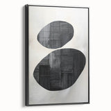 Contemporary Canvas Art – Textured Black Forms on Misty White