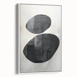 Contemporary Canvas Art – Textured Black Forms on Misty White