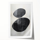 Contemporary Canvas Art – Textured Black Forms on Misty White