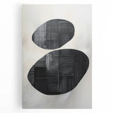 Contemporary Canvas Art – Textured Black Forms on Misty White
