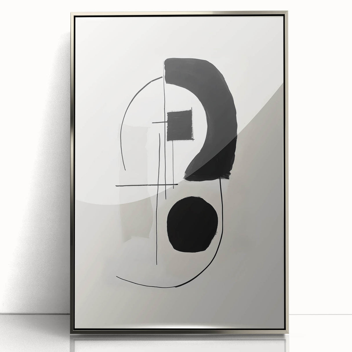 Neutral Abstract Prints – Black Brush and Linework Geometric Art