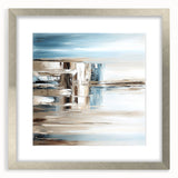 Earth Tone Art – Coastal Abstract Canvas in Blue, Beige & White