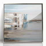 Earth Tone Art – Coastal Abstract Canvas in Blue, Beige & White