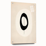 Minimalist Wall Decor – Black Oval and Line Art on Cream Canvas Print