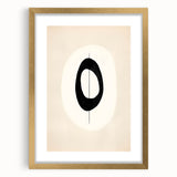 Minimalist Wall Decor – Black Oval and Line Art on Cream Canvas Print