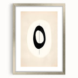 Minimalist Wall Decor – Black Oval and Line Art on Cream Canvas Print