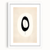 Minimalist Wall Decor – Black Oval and Line Art on Cream Canvas Print