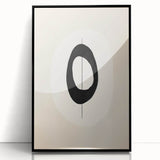 Minimalist Wall Decor – Black Oval and Line Art on Cream Canvas Print