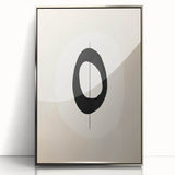 Minimalist Wall Decor – Black Oval and Line Art on Cream Canvas Print