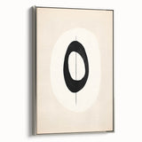 Minimalist Wall Decor – Black Oval and Line Art on Cream Canvas Print