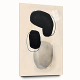 Abstract Wall Art – Organic Black Shapes on Beige Minimalist Canvas